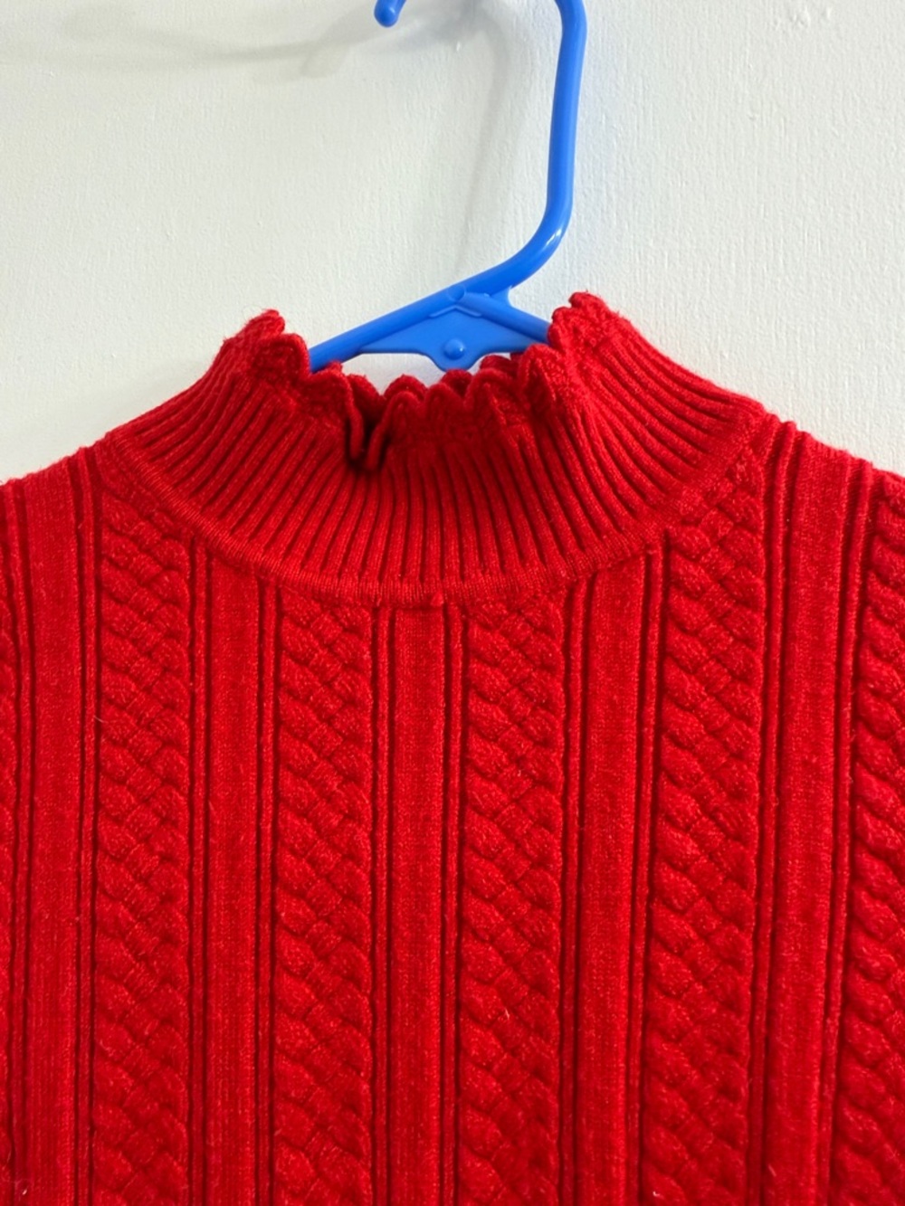 Red Ribbed Mock Neck Sweater - Picture 2 of 10